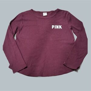 Victoria's Secret Pink Maroon Ribbed Log Sleeve Top Shirt medium purple womens